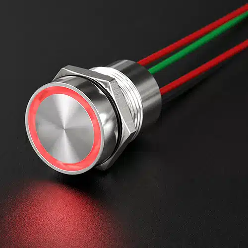 Kapazitiver Edelstahltaster GQ-Serie mit roter LED, flache Tastfläche, IP68 IK09 Industrietaster