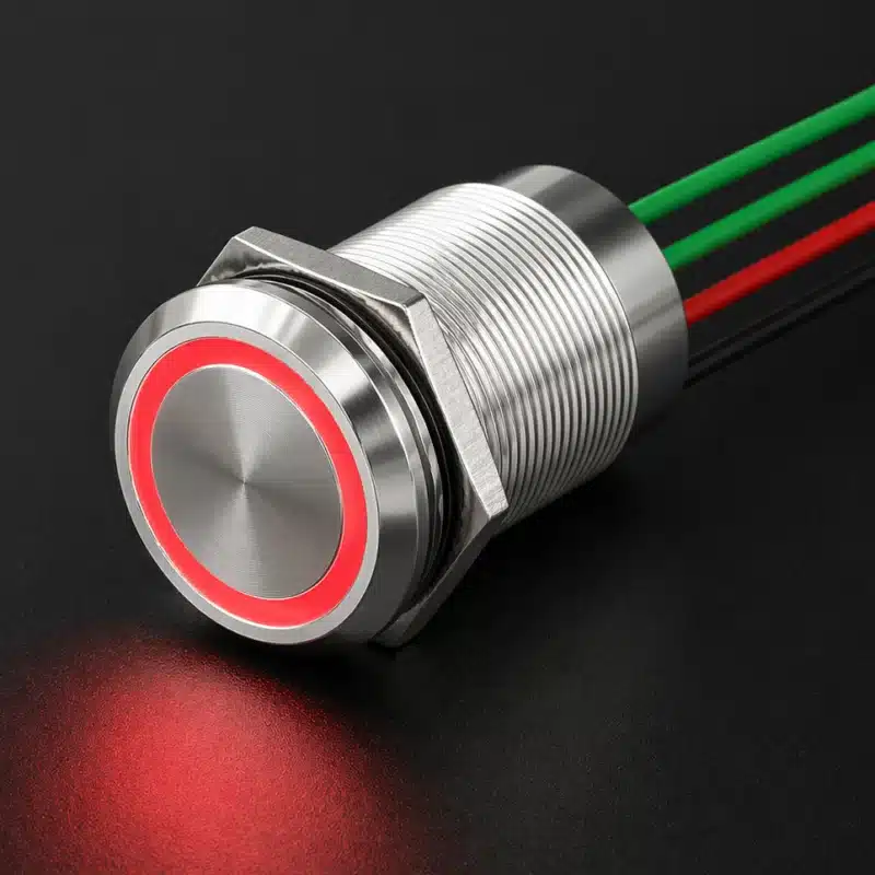 Kapazitiver Edelstahltaster mit rotem LED-Ring, konkave Tastfläche, IP68 IK09 für Industrie HMI