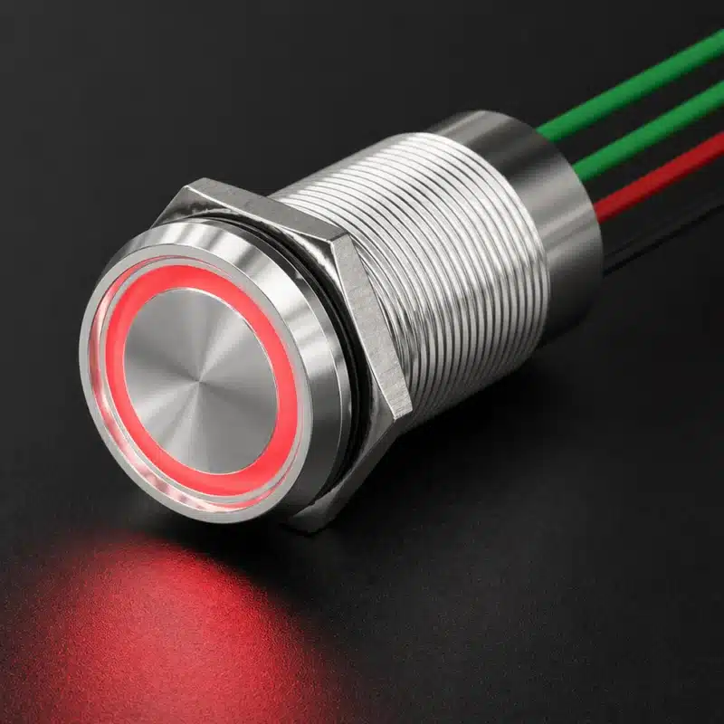 Kapazitiver Taster Edelstahl GQ-Serie mit roter LED, robuste Bauweise, industrielle Bedienlösung