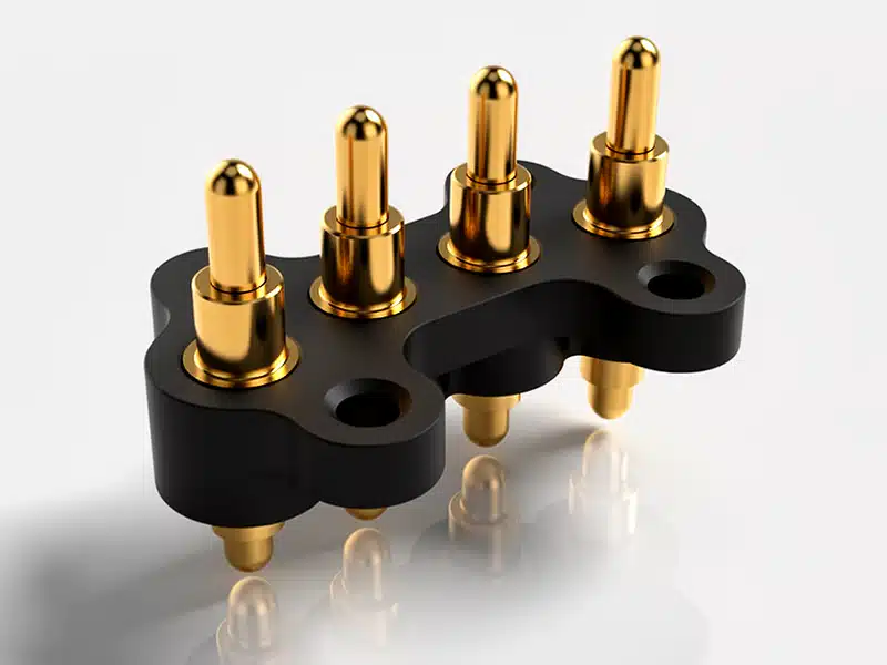 Federkontakt-Steckverbinder mit mehreren Pogo Pins in Kunststoffgehäuse