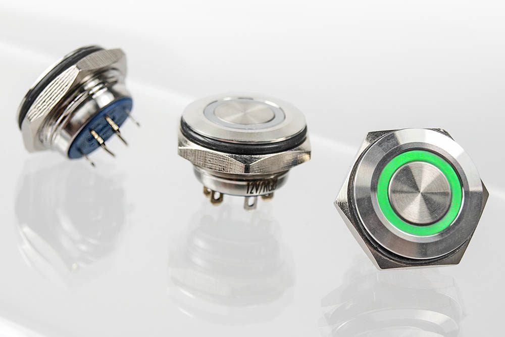 Edelstahl Drucktaster HBGQ-16SF mit Ring LED