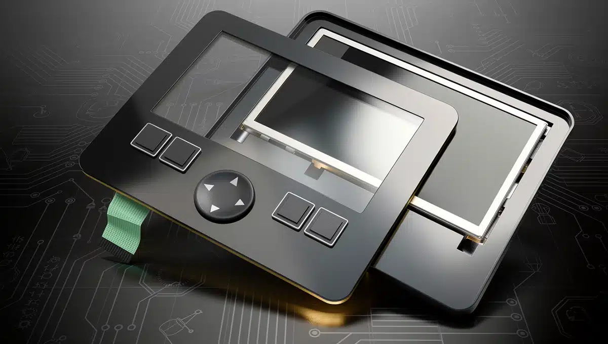 Hybridlösung aus Folientastatur und Display für industrielle HMI-Bedienoberflächen mit taktilen Bedienelementen