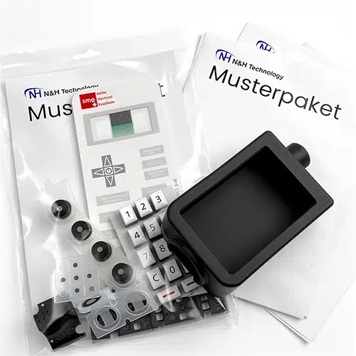 Kundenspezifisches Musterset mit HMI-Komponenten und Kunststoffteilen für Entwicklungsprojekte