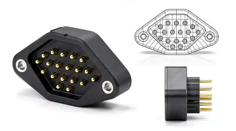 kundenspezifischer Steckverbinder mit Federkontakten als Praxisbeispiel inklusive technischer Zeichnung