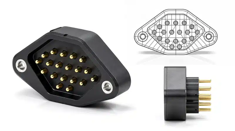 kundenspezifischer Steckverbinder mit Federkontakten als Praxisbeispiel inklusive technischer Zeichnung