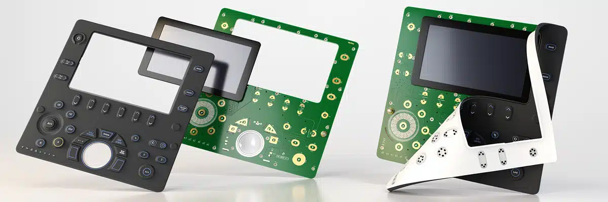 Silikonschaltmatte mit integriertem Touch Display auf Leiterplatte für HMI Bedieneinheiten