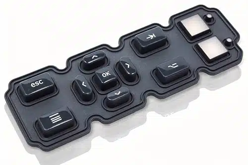 Silikonschaltmatte mit Epoxy-Coating und hinterleuchteten Funktionstasten für HMI-Bedieneinheiten