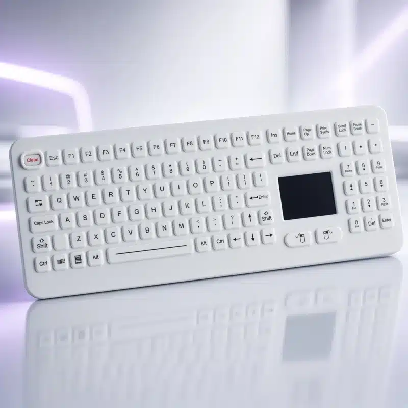 Weiße Hygienetastatur mit integriertem Touchpad und Ziffernblock