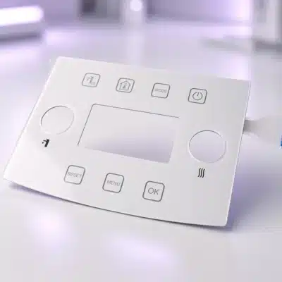 Weiße kapazitive Tastatur mit Displayausschnitt