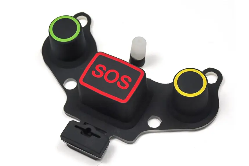 Silikonschaltmatte mit beleuchteter SOS-Taste und farbigen Funktionstasten
